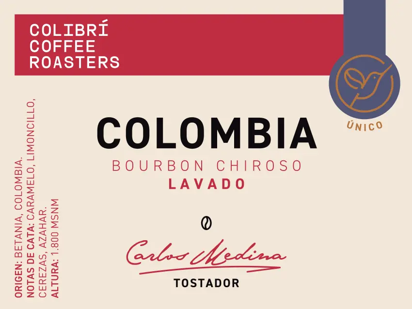 [COL-REDB-GRA-250G] COLOMBIA - BOURBON CHIROSO - GRANO - BOLSA KRAFT (250 gr)